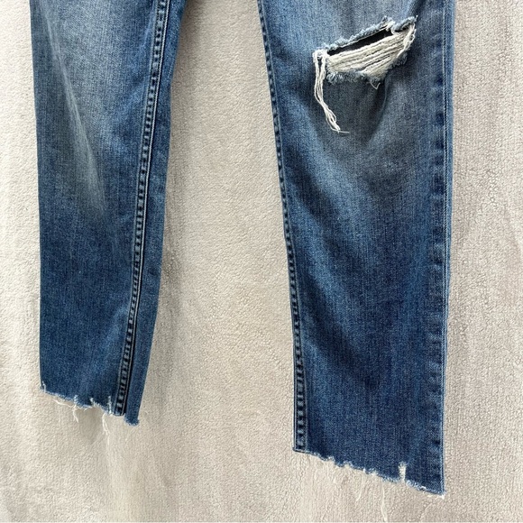 Rag & Bone Dre Straight Tapered Frayed Distress Low Rise Raw Hem Women Jeans 25 - Picture 4 of 9